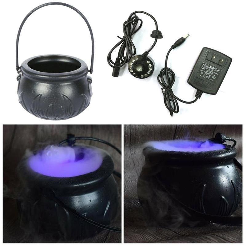 Halloween Witch Pot Smoke Machine LED Humidifier Color Changing Creepy Decor - Image 2