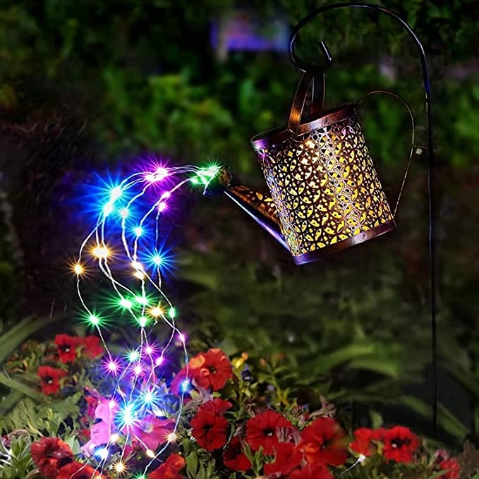 Solar Lights Outdoor Decorative, Metal Solar Watering Can Outdoor Lights IP65 Waterproof, Hanging Garden Decor Yard Lights Outside Patio Lawn, Gifts For Mom Women Birthday