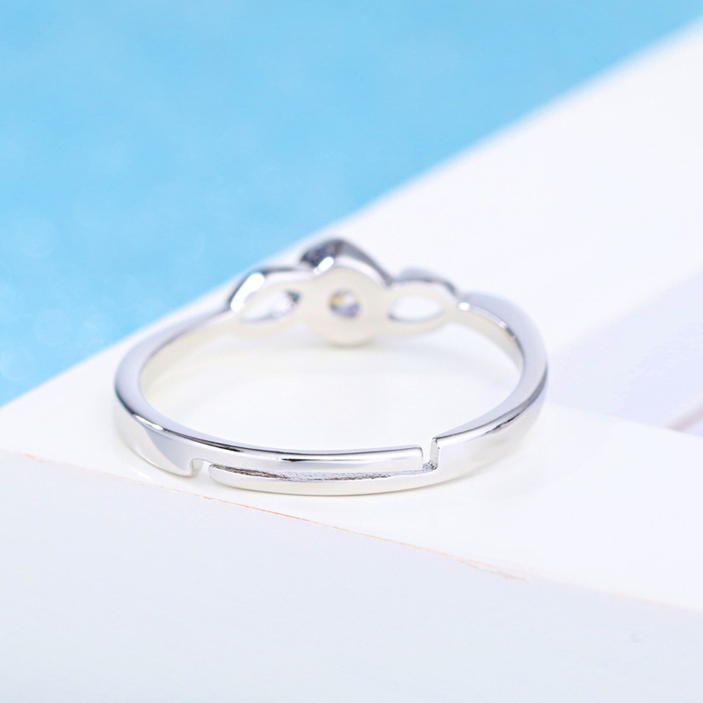 Korean Style Silver Love Interwoven Heart Ring - Image 3