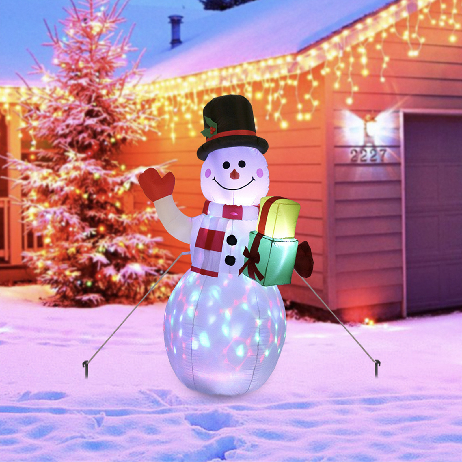 Christmas LED Lights Glowing Santa Tree Snowman Inflatable Doll Outdoor Yard Garden Decor - Image 4