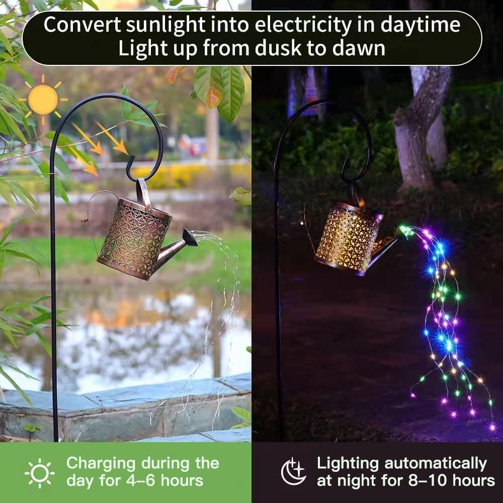 Solar Lights Outdoor Decorative, Metal Solar Watering Can Outdoor Lights IP65 Waterproof, Hanging Garden Decor Yard Lights Outside Patio Lawn, Gifts For Mom Women Birthday - Image 5