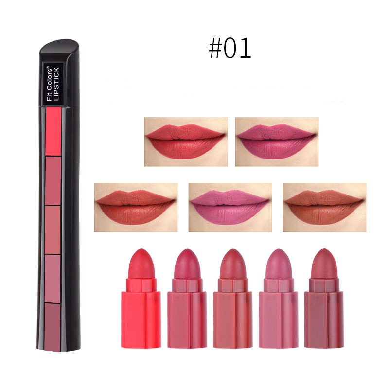 Matte 5-color Lipstick Set Velvet Lip Stick Non-stick Lip Gloss Long Lasting Waterproof Sexy Red Lipstick - Image 3