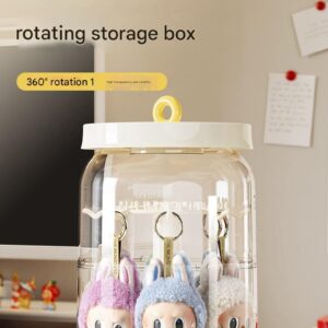 Rotating Handheld Blind Box Display Rack Transparent Labubu Plush Doll Storage Case Dust Cover