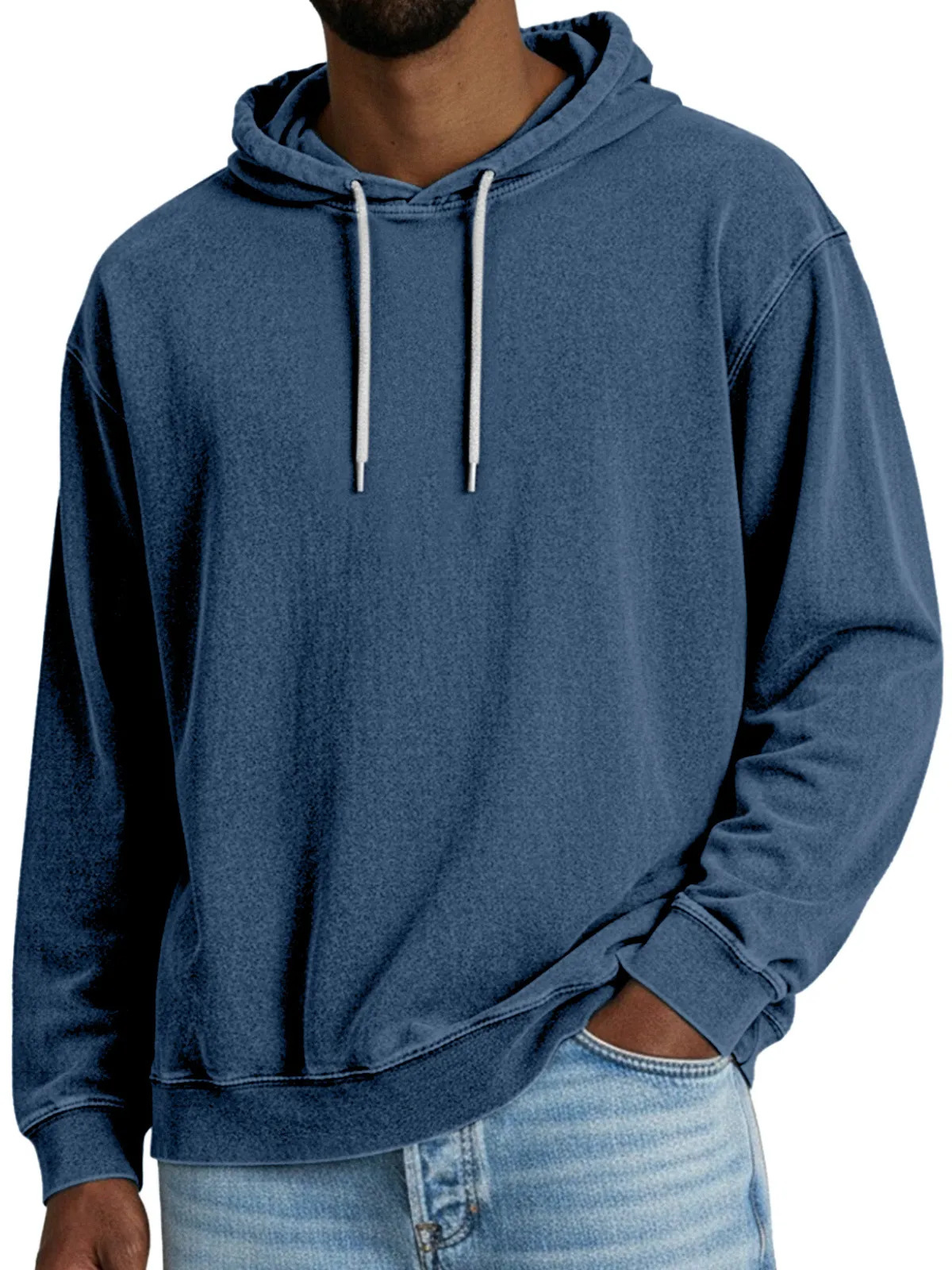 Casual Solid Color Hooded Long-sleeved Sweatshirt Men - Image 9