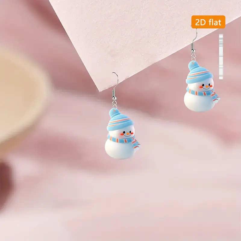Cute Cartoon Christmas Snowman Earrings - Image 2