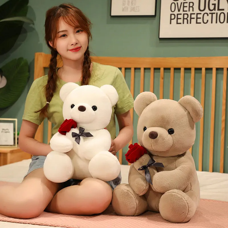 23-45cm New Lovely Hug Roses Teddy Bear Plush Pillow Stuffed Soft Animal Dolls Nice Birthday Gift Girlfriend Valentine's Day - Image 5
