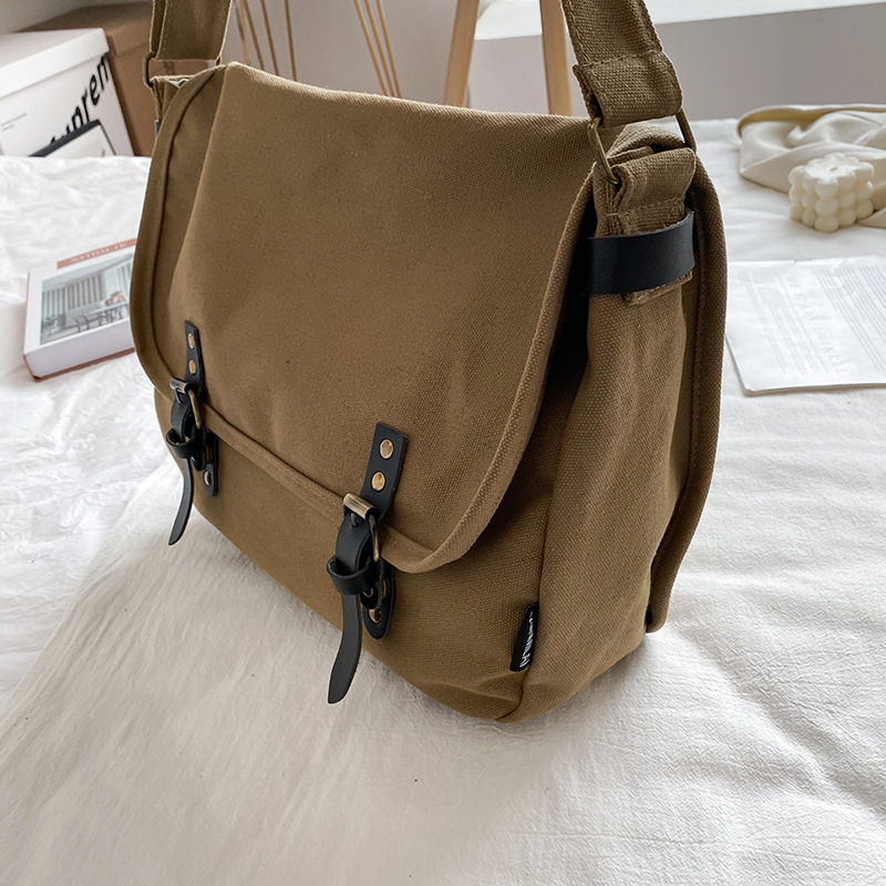 Tooling Messenger Bag Retro Flip Canvas Schoolbag - Image 5