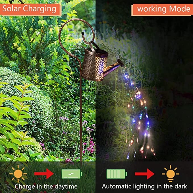 Solar Lights Outdoor Decorative, Metal Solar Watering Can Outdoor Lights IP65 Waterproof, Hanging Garden Decor Yard Lights Outside Patio Lawn, Gifts For Mom Women Birthday - Image 3