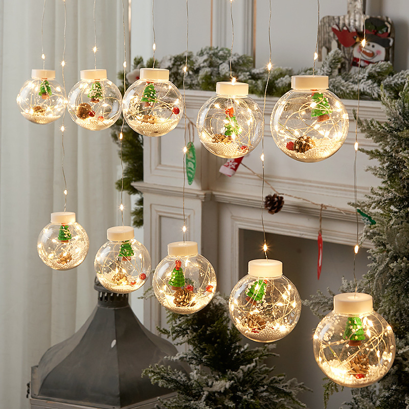 10PCS LED Christmas Curtain Lamp Fairy Snowman Wishing Ball Lamp String Christmas Window Decoration Christmas Light Room - Image 5