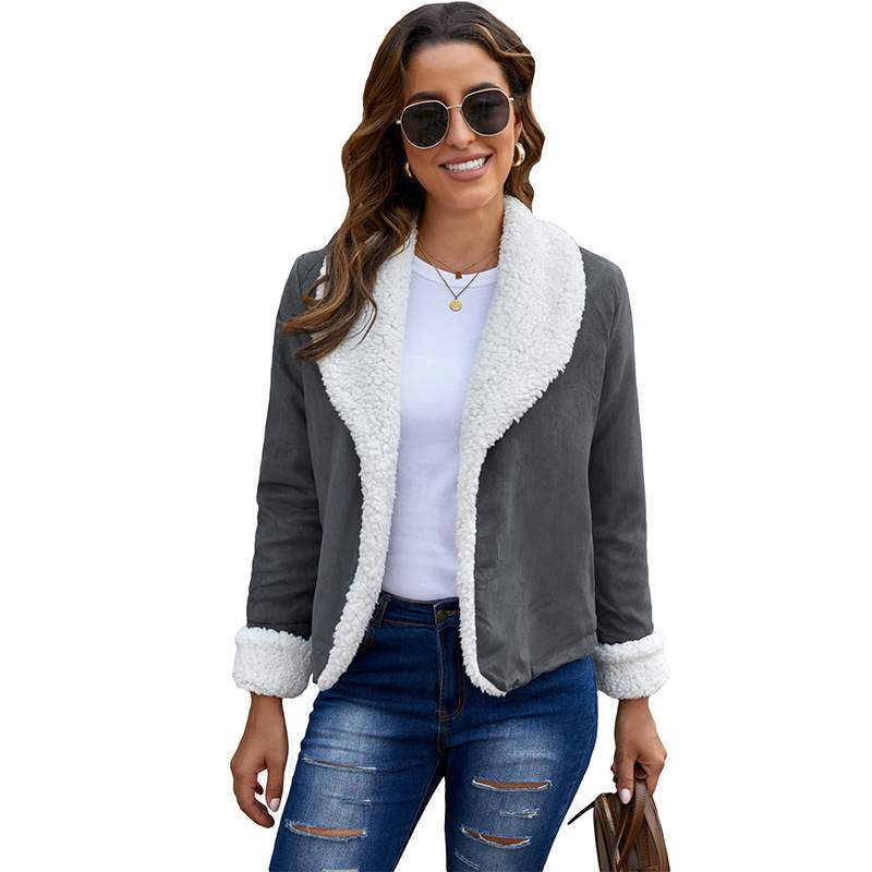 Jacket Women Autumn Faux Suede Pull - Image 2