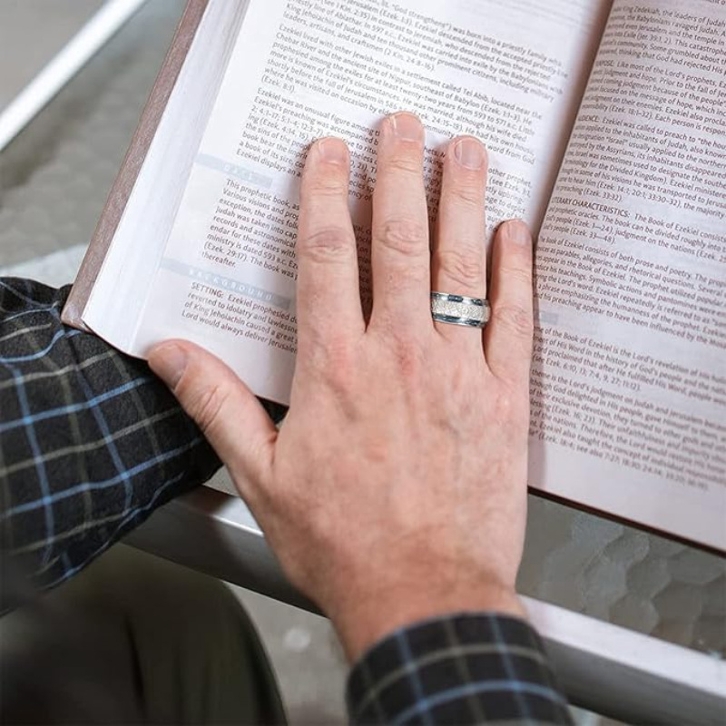 Blue Carbon Fiber Inlaid Wedding Ring - Image 3