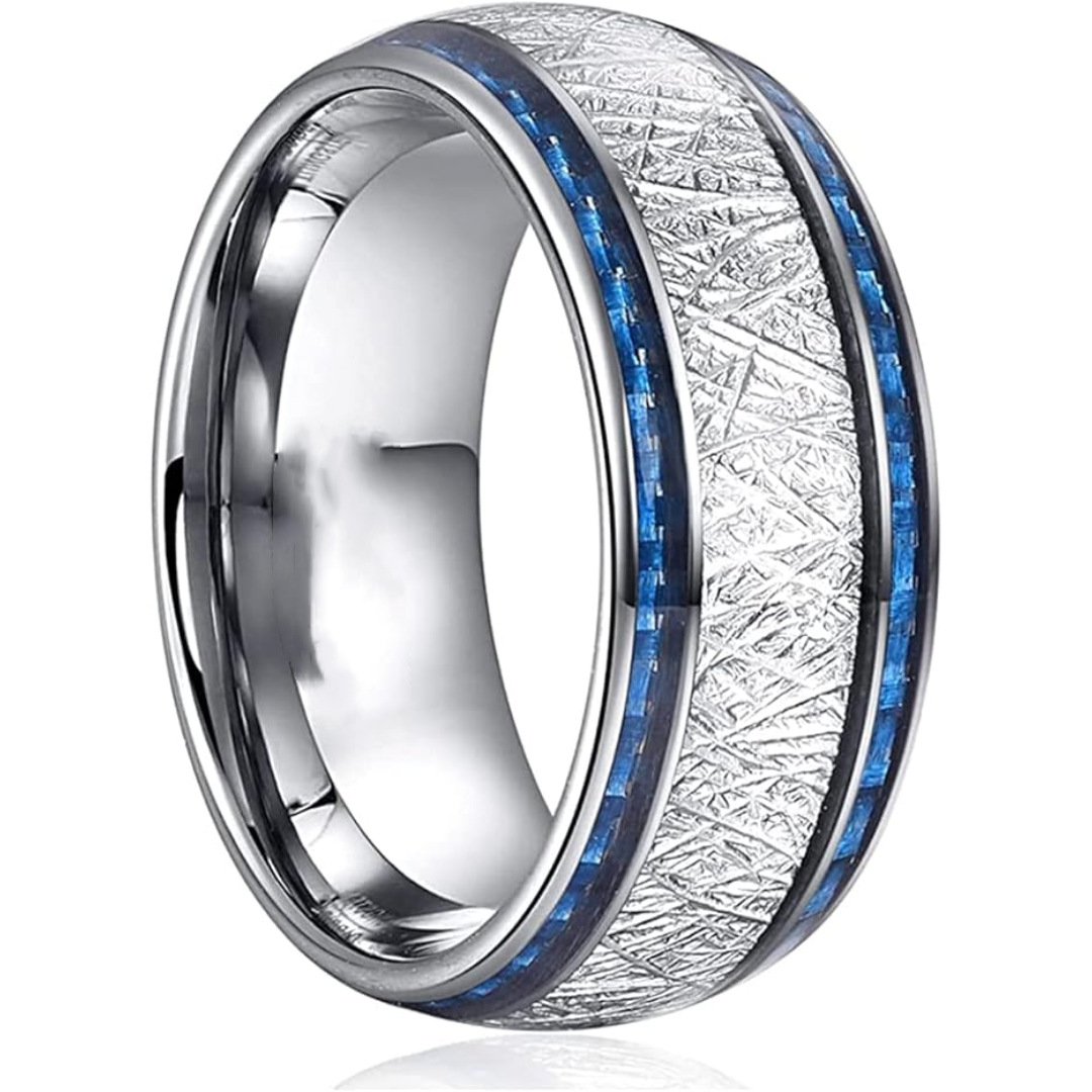 Blue Carbon Fiber Inlaid Wedding Ring - Image 2