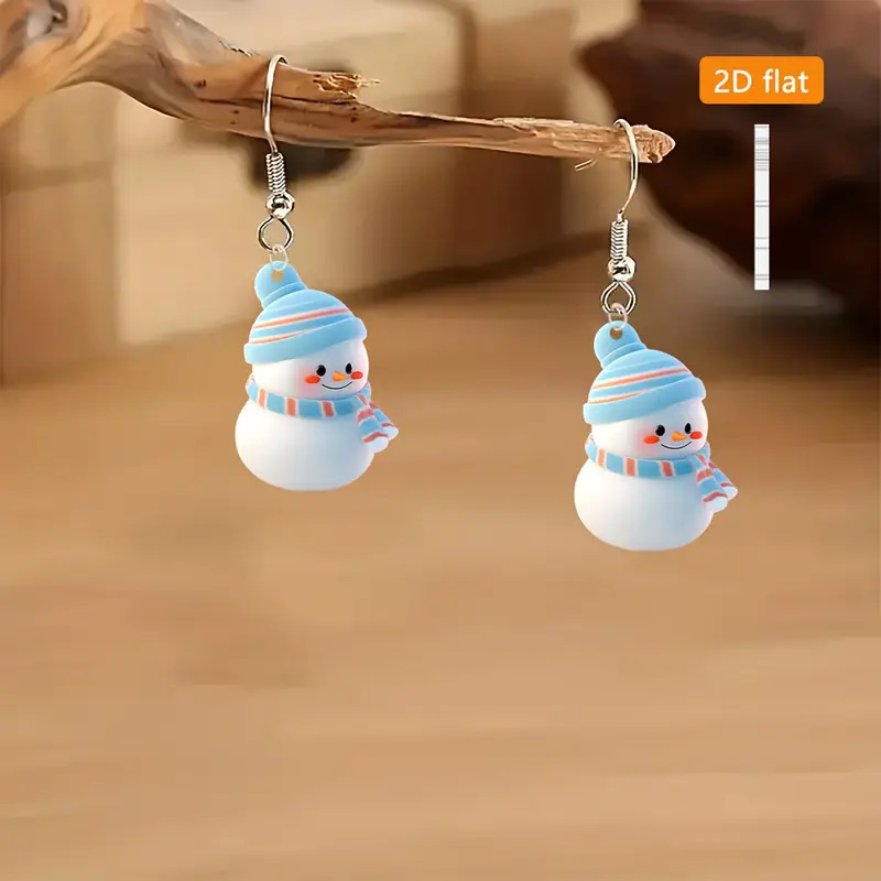 Cute Cartoon Christmas Snowman Earrings - Image 3