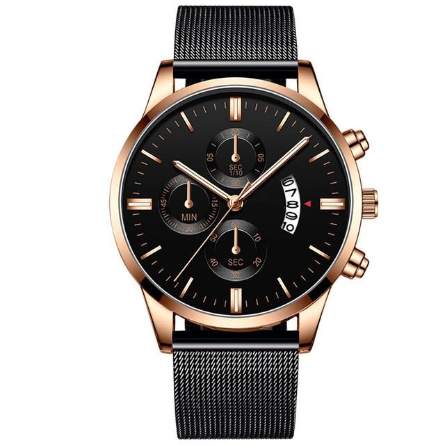 Mens Business Luxury Watches For Men Mesh Band Quartz Watch - Image 3