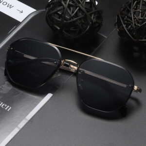 Retro Double Beam Diamond Cut Edge Sunglasses For Men