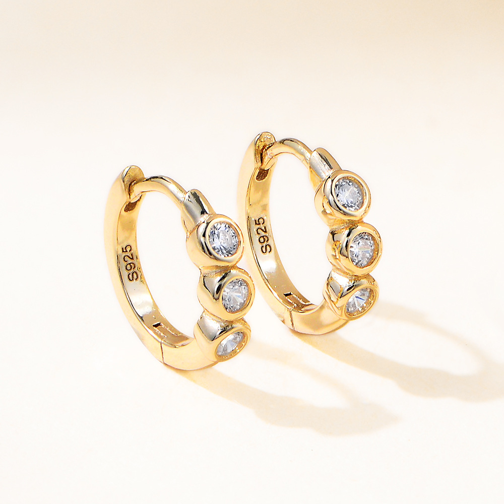 European And American Diamond C- Shaped Earrings