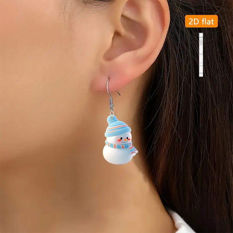 Cute Cartoon Christmas Snowman Earrings - Image 5