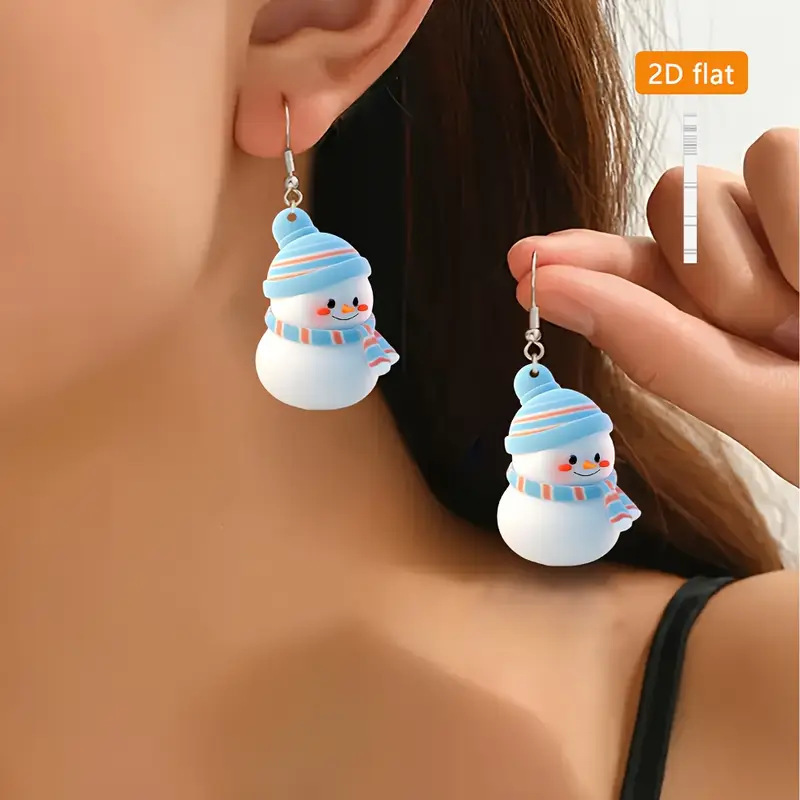 Cute Cartoon Christmas Snowman Earrings