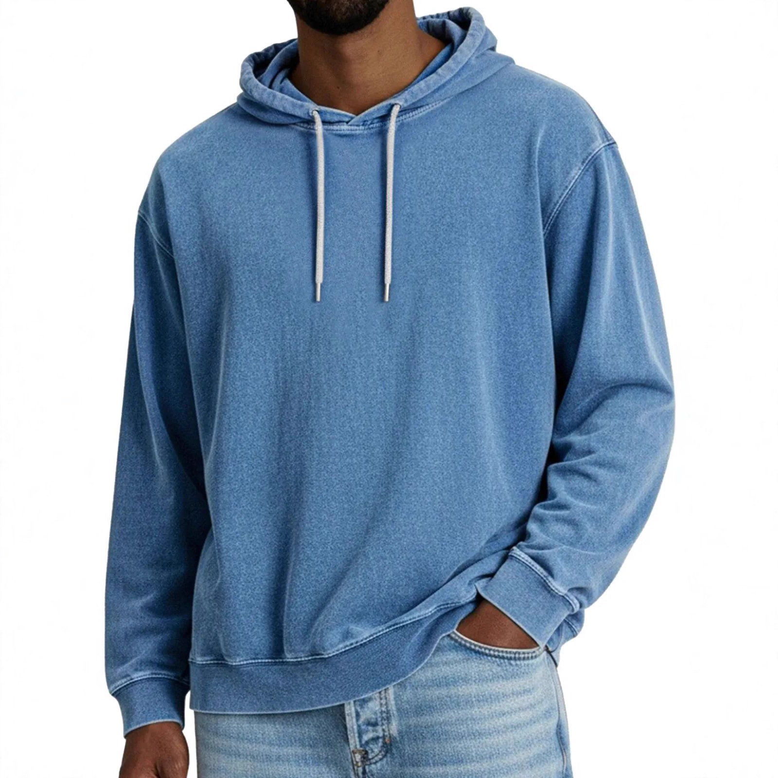 Casual Solid Color Hooded Long-sleeved Sweatshirt Men