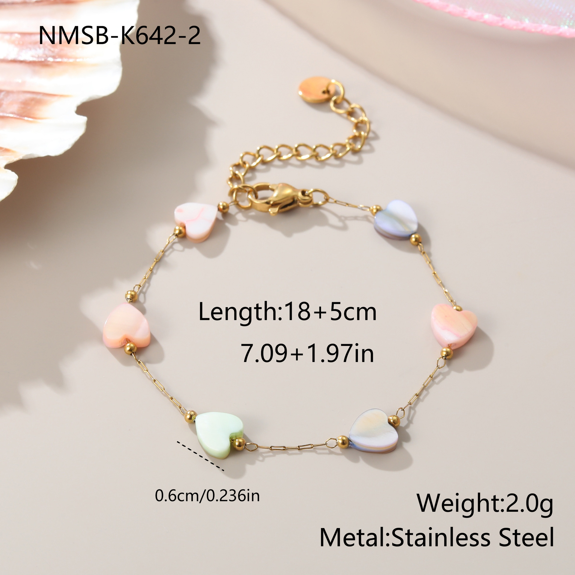 Ins Style Colorful Heart-shaped Fritillary Stainless Steel Necklace - Image 4