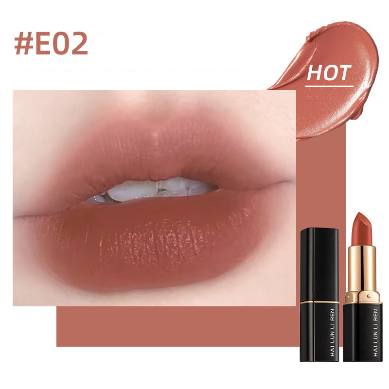 Velvet Matte Non Stick Cup Cosmetics Makeup Small Black Tube Lipstick - Image 5