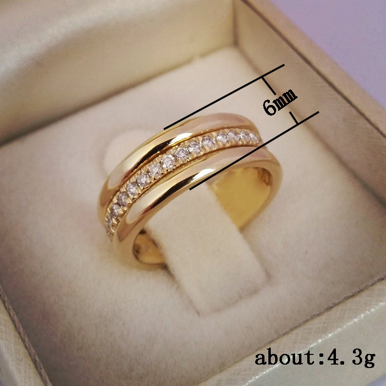 Simple Golden Sliver Rhinestones Ring Copper Plated RIngs Fashion Jewellery - Image 2